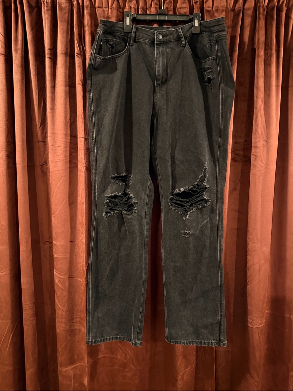 Judy Blue Washed Black Distressed Straight-Leg Jeans
